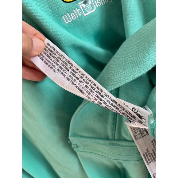 Retro Walt Disney World Mickey Mouse Teal / Blue Zip Up Hoodie Jacket Size Large - Picture 6 of 6